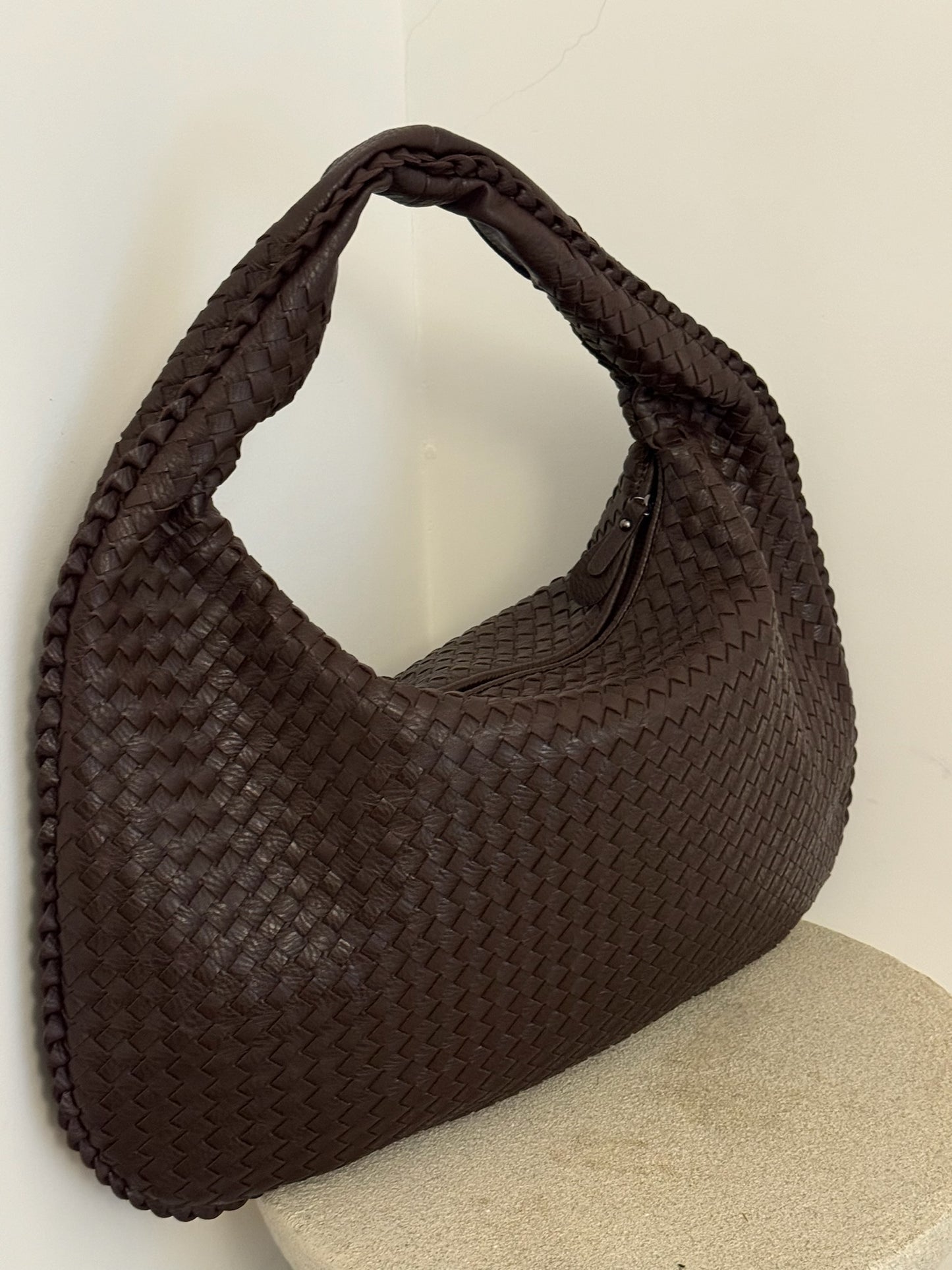 ALINA FAUX LEATHER WOVEN HANDBAG