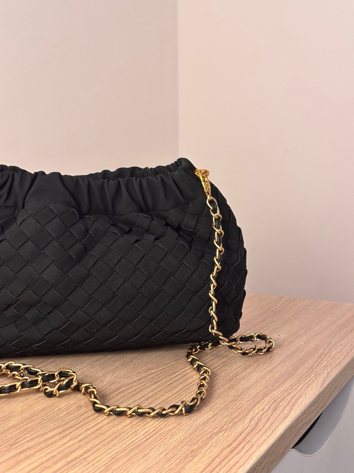 BELLA woven chain clutch bag