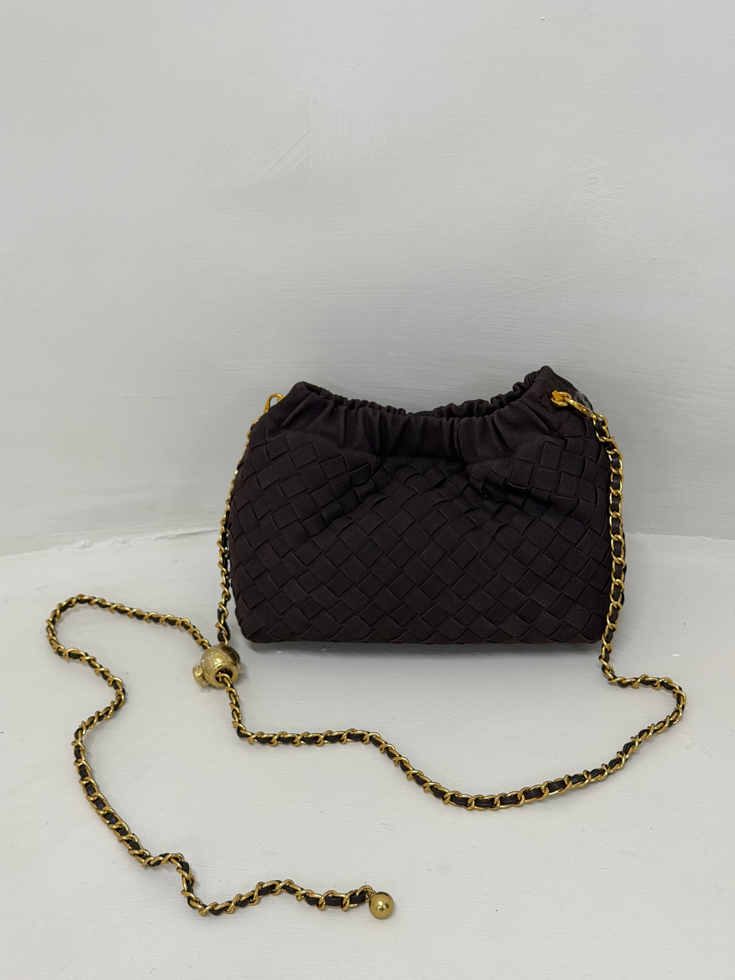 BELLA woven chain clutch bag