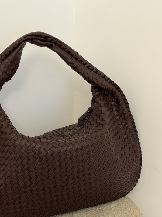ALINA FAUX LEATHER WOVEN HANDBAG