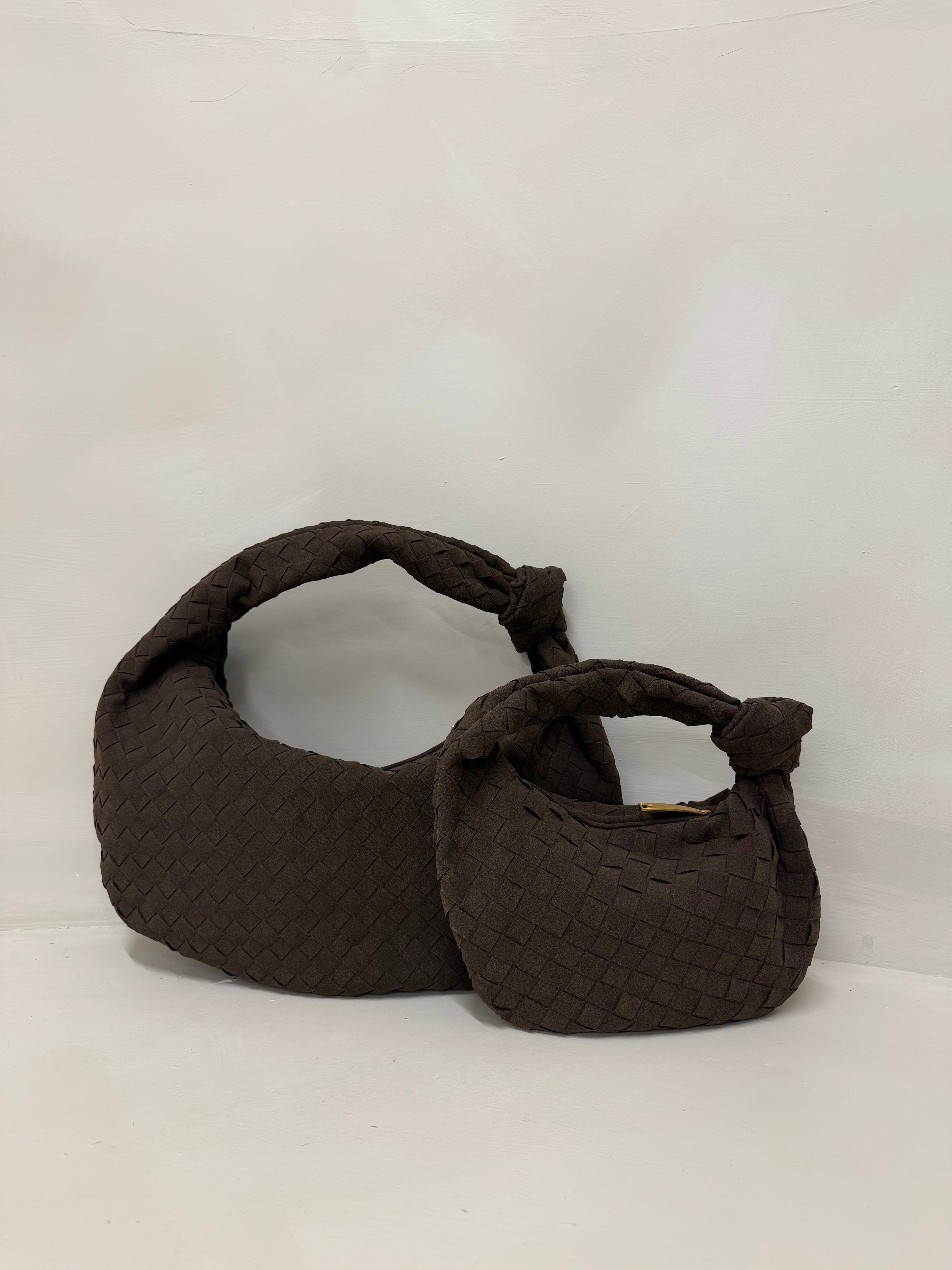 MONA MAXI FAUX SUEDE HANDBAG IN WALNUT