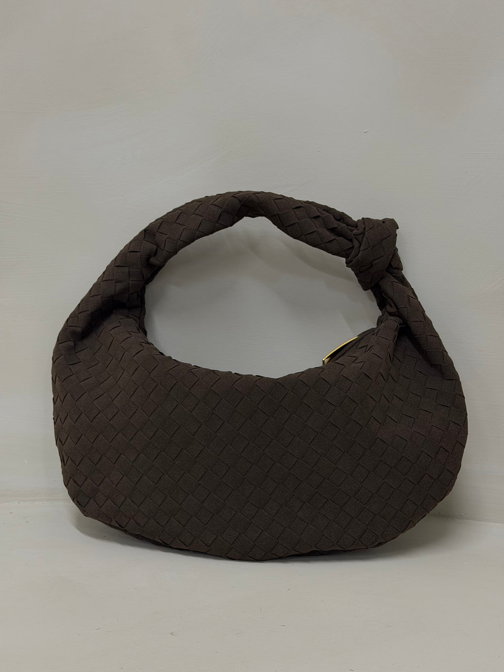 MONA MAXI FAUX SUEDE HANDBAG IN WALNUT