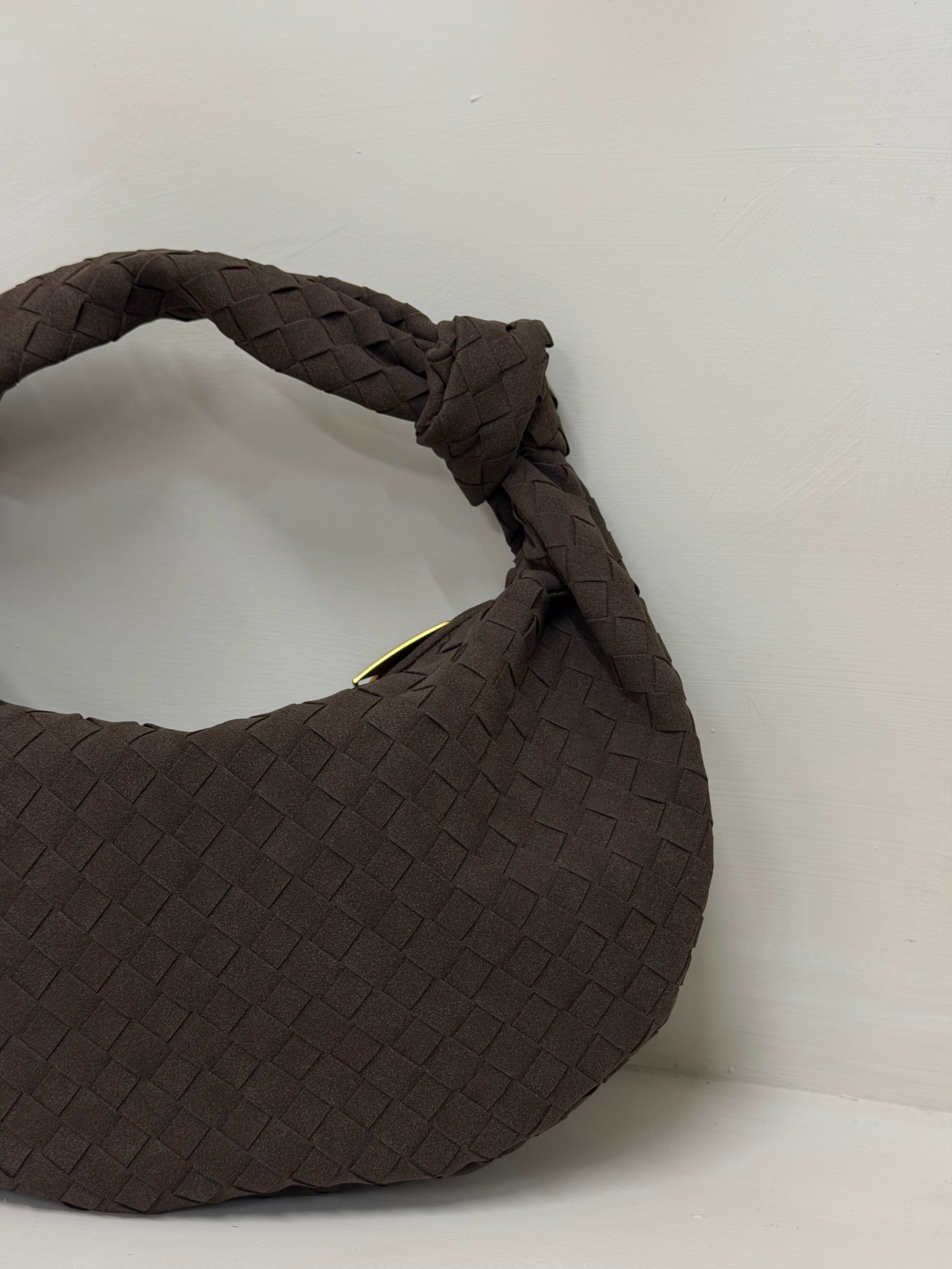 MONA MAXI FAUX SUEDE HANDBAG IN WALNUT