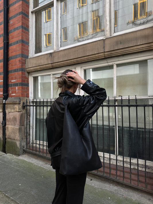 KYOMI liquorice slouchy handbag