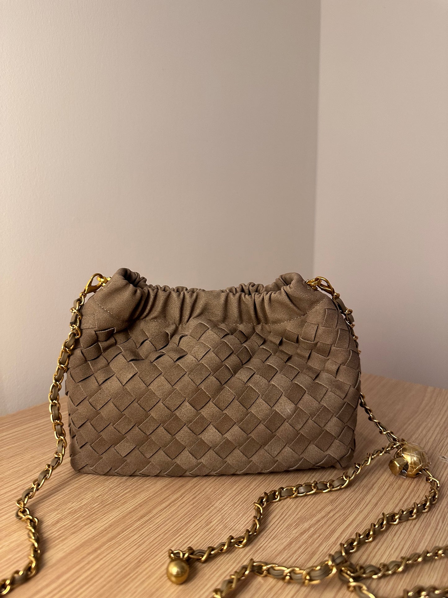 BELLA woven chain clutch bag