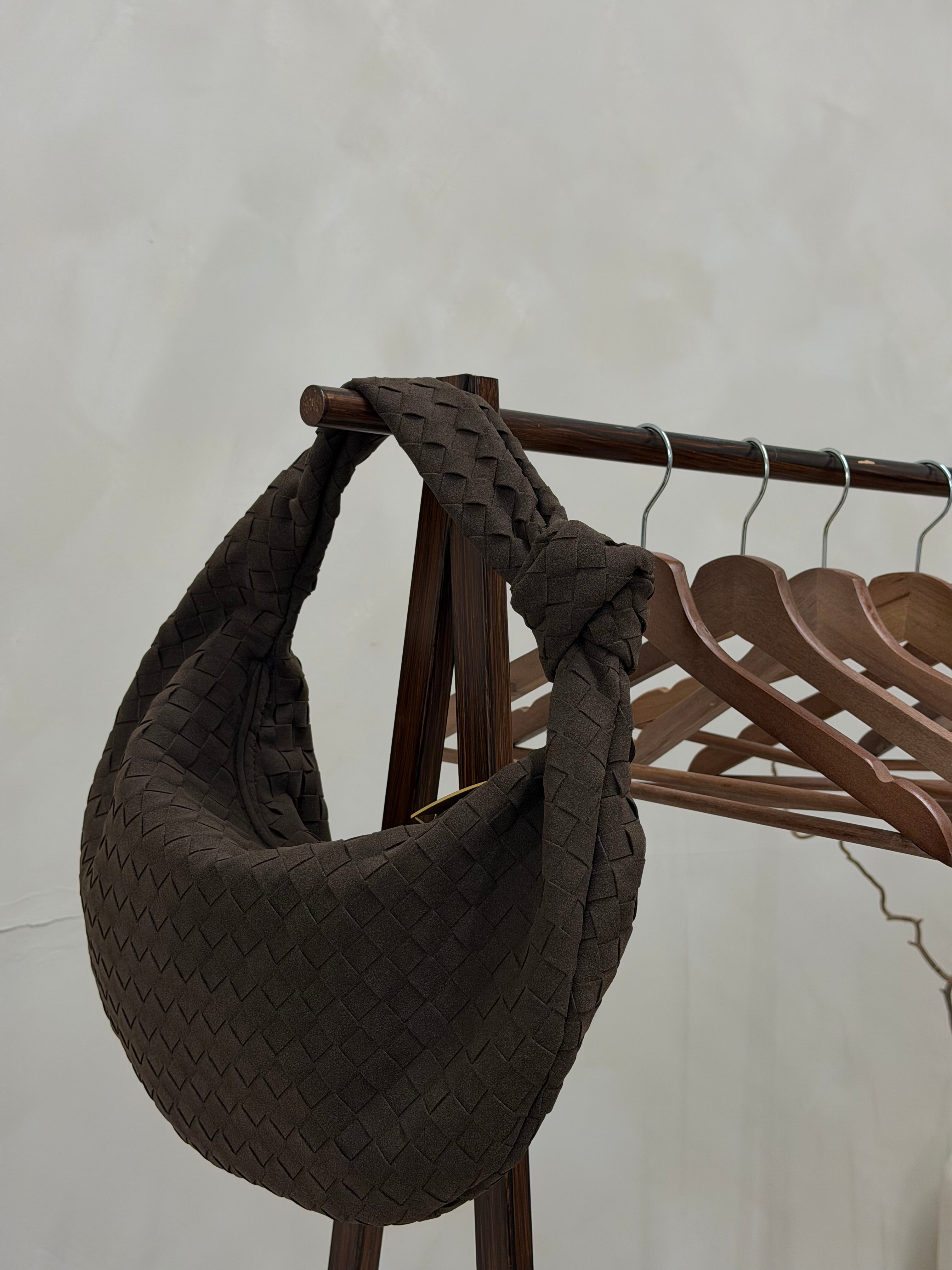 MONA MAXI FAUX SUEDE HANDBAG IN WALNUT