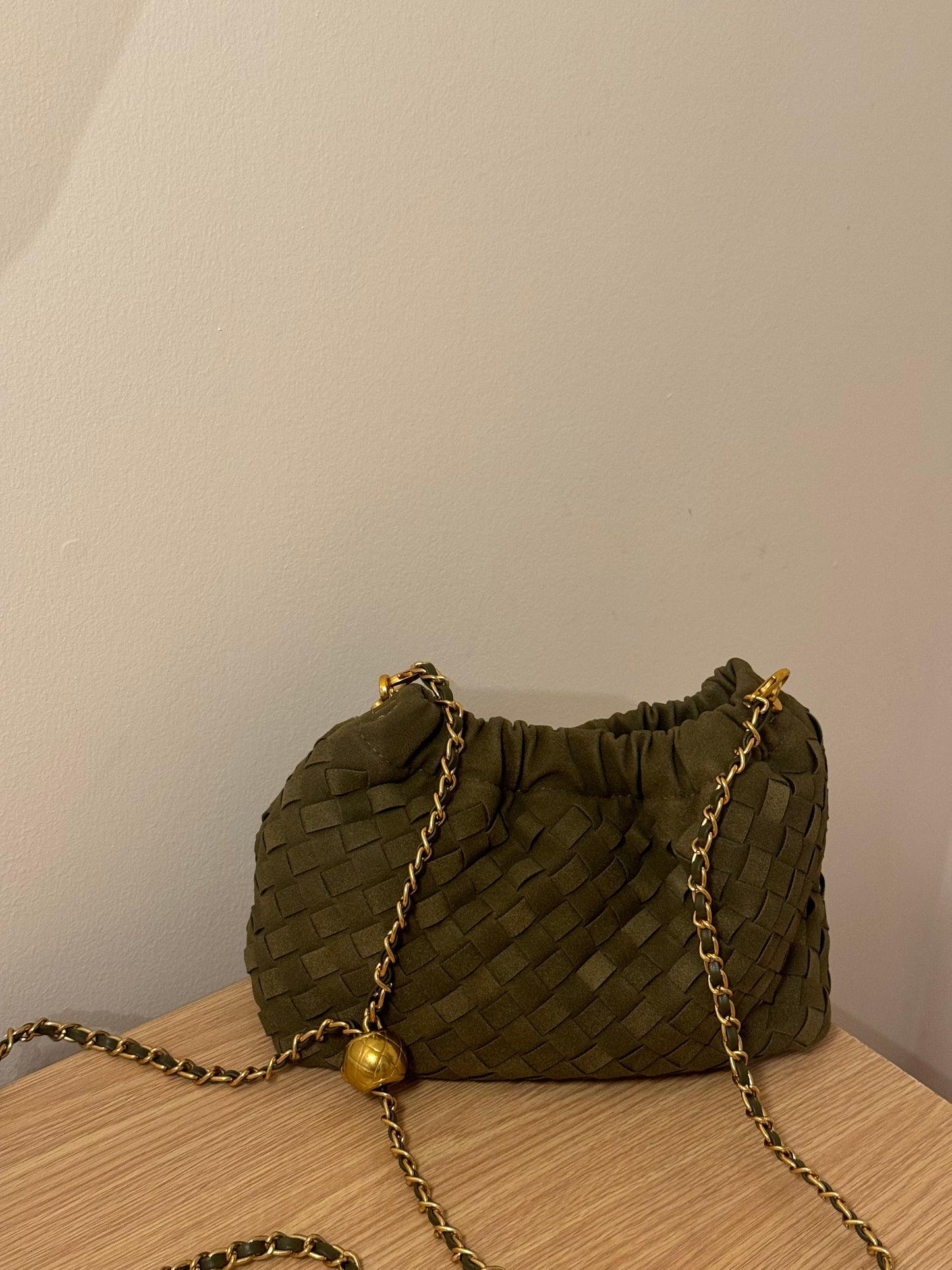 BELLA woven chain clutch bag