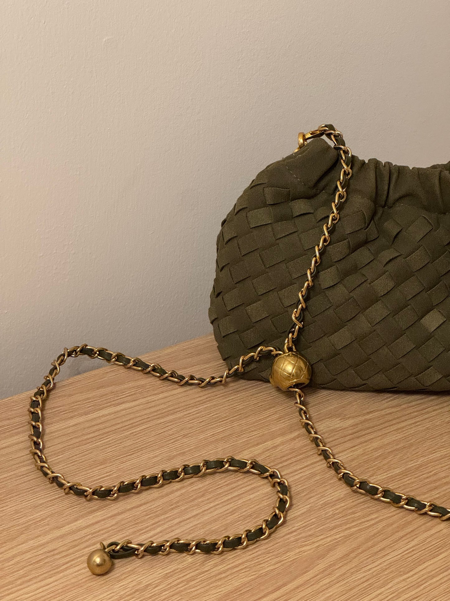BELLA woven chain clutch bag