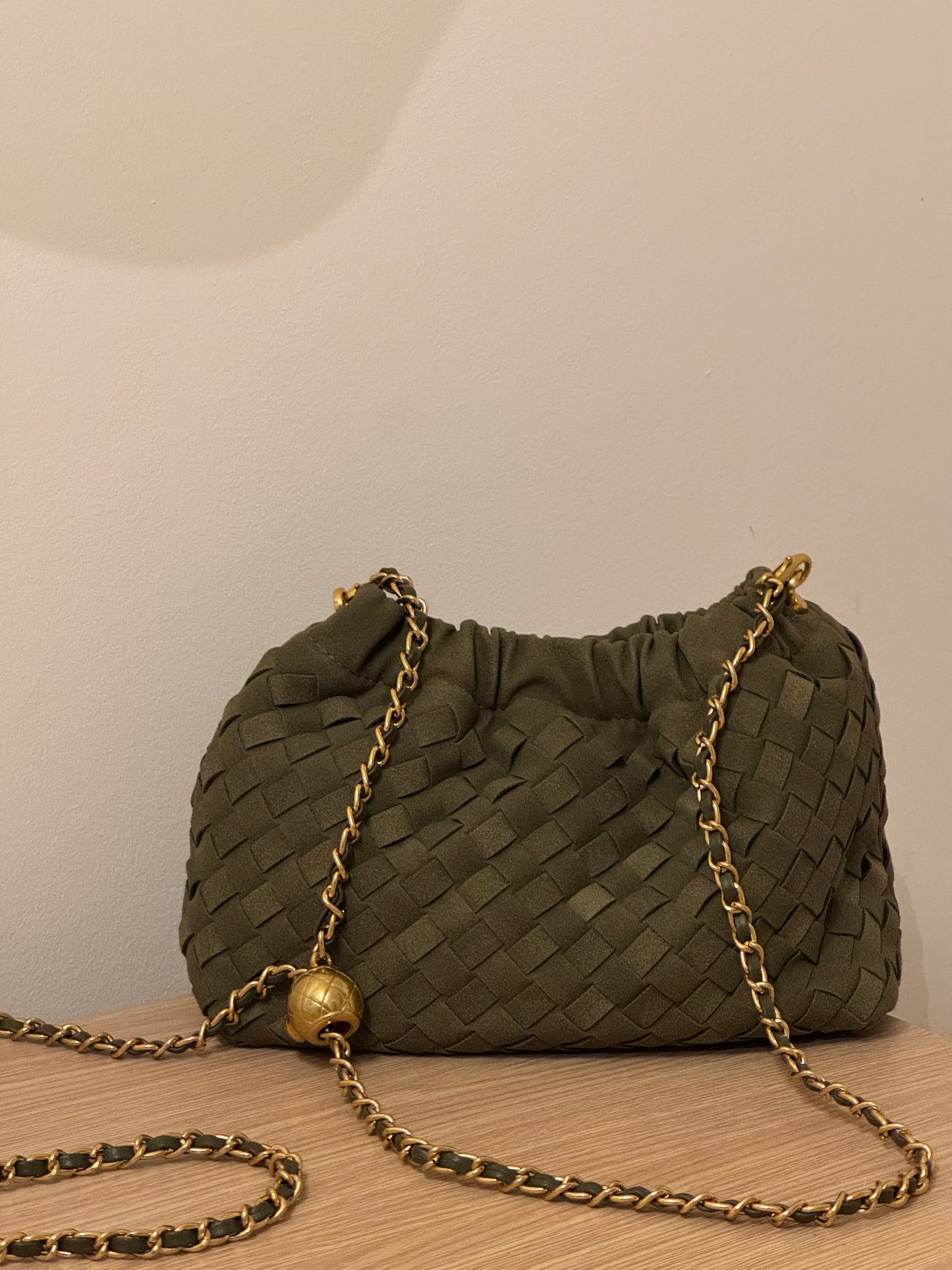 BELLA woven chain clutch bag