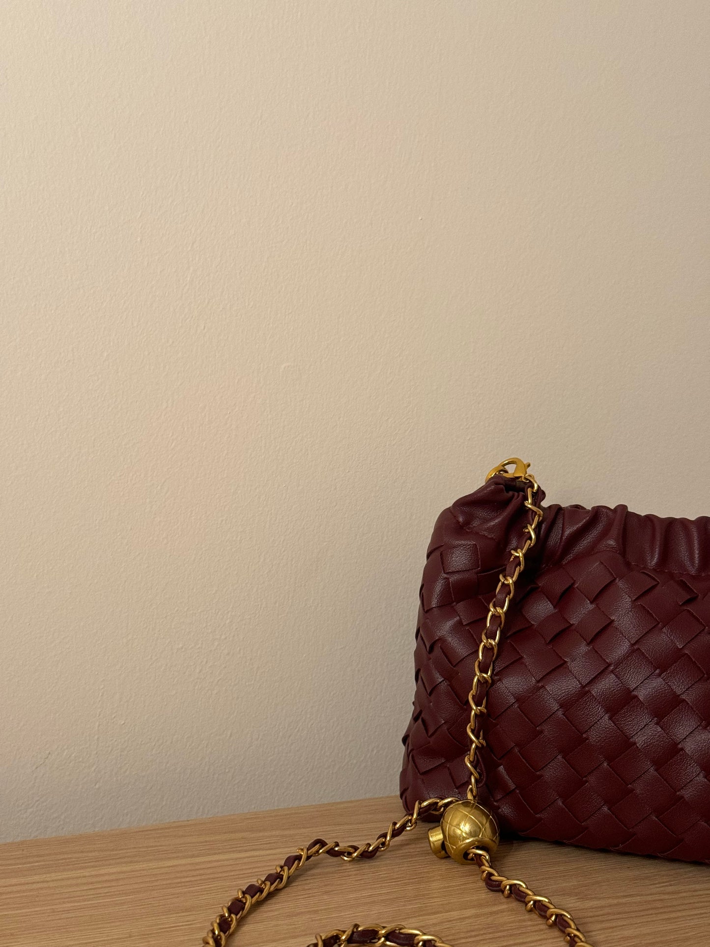 BELLA woven chain clutch bag